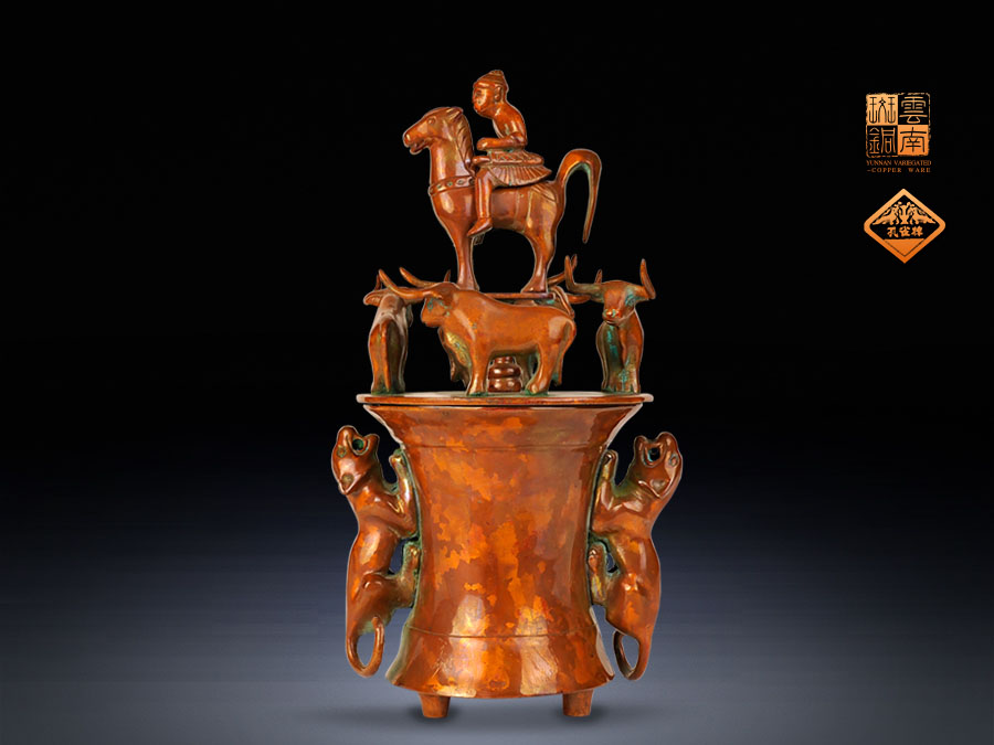 40公分四牛骑士贮贝器